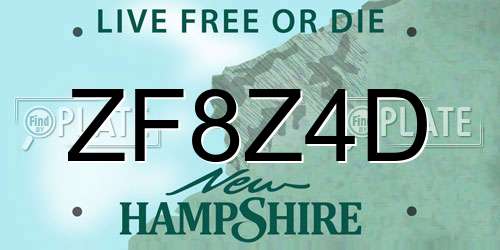 ZF8Z4D New Hampshire License Plate