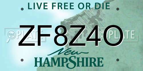 ZF8Z4O New Hampshire License Plate