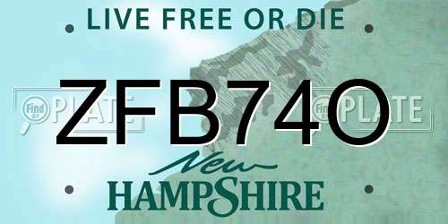 ZFB74O New Hampshire License Plate