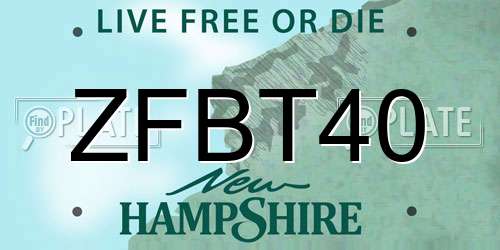 ZFBT40 New Hampshire License Plate