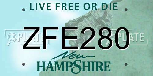 ZFE280 New Hampshire License Plate