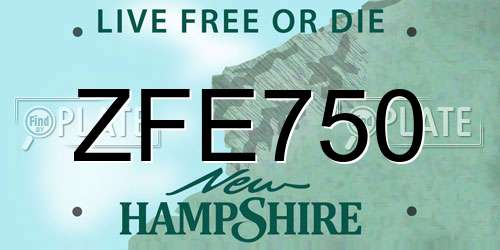 ZFE750 New Hampshire License Plate