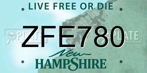 ZFE780 New Hampshire License Plate