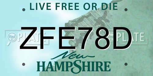 ZFE78D New Hampshire License Plate