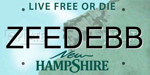 ZFEDEBB New Hampshire License Plate