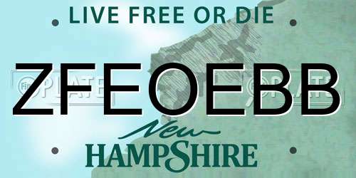 ZFEOEBB New Hampshire License Plate