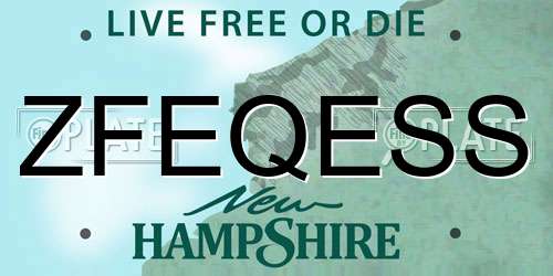 ZFEQESS New Hampshire License Plate