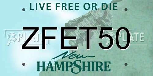 ZFET50 New Hampshire License Plate