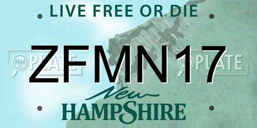 ZFMN17 New Hampshire License Plate