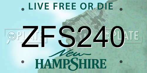 ZFS240 New Hampshire License Plate