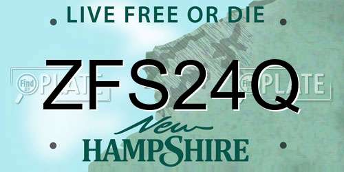 ZFS24Q New Hampshire License Plate