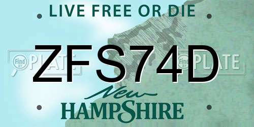 ZFS74D New Hampshire License Plate