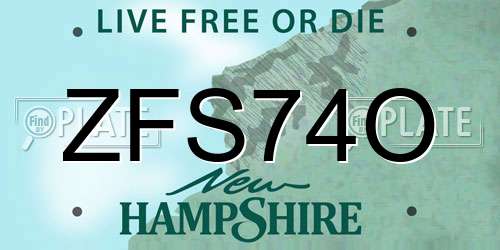 ZFS74O New Hampshire License Plate