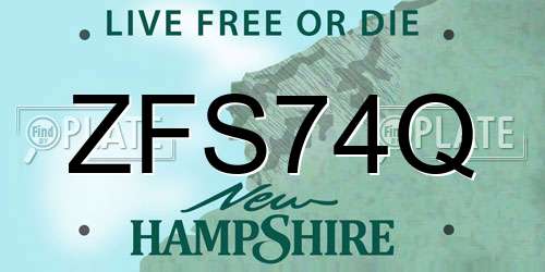 ZFS74Q New Hampshire License Plate