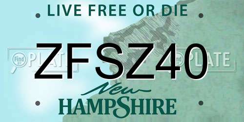 ZFSZ40 New Hampshire License Plate