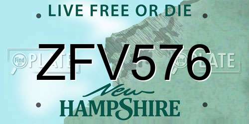 ZFV576 New Hampshire License Plate
