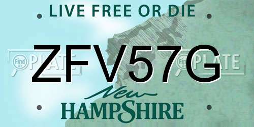 ZFV57G New Hampshire License Plate