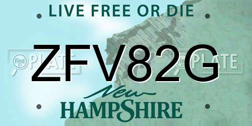 ZFV82G New Hampshire License Plate