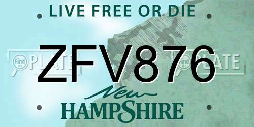 ZFV876 New Hampshire License Plate