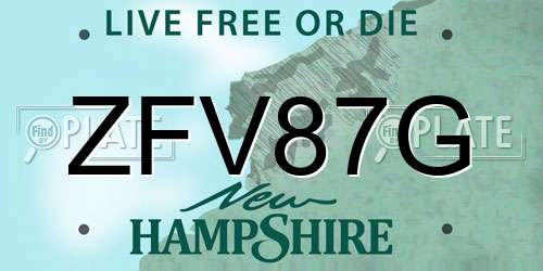 ZFV87G New Hampshire License Plate