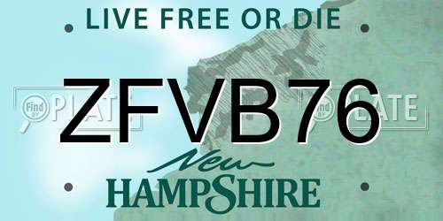 ZFVB76 New Hampshire License Plate