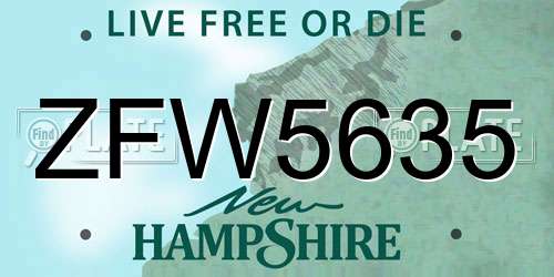 ZFW5635 New Hampshire License Plate