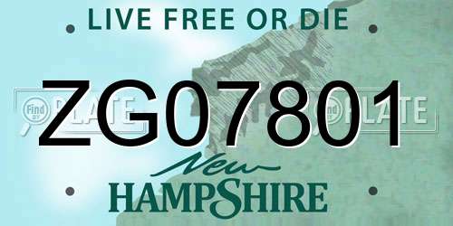 ZG07801 New Hampshire License Plate