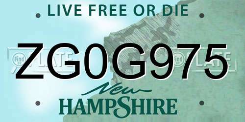 ZG0G975 New Hampshire License Plate