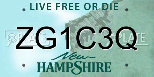 ZG1C3Q New Hampshire License Plate