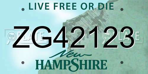 ZG42123 New Hampshire License Plate