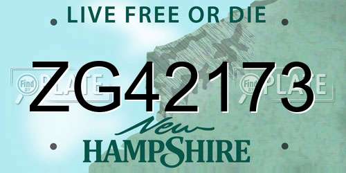 ZG42173 New Hampshire License Plate