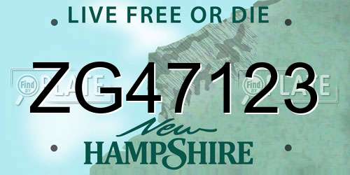 ZG47123 New Hampshire License Plate