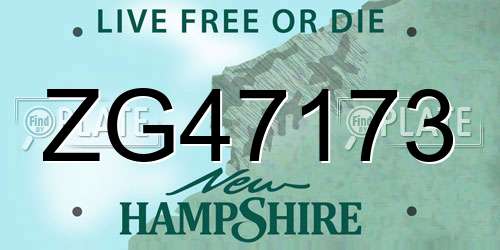 ZG47173 New Hampshire License Plate