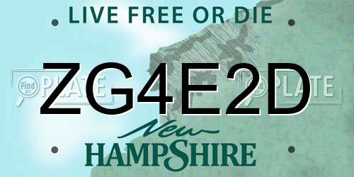 ZG4E2D New Hampshire License Plate
