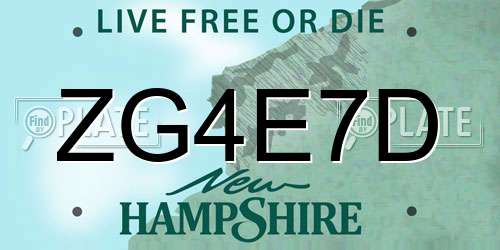 ZG4E7D New Hampshire License Plate
