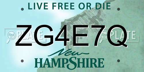 ZG4E7Q New Hampshire License Plate