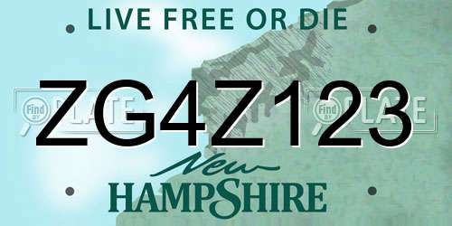 ZG4Z123 New Hampshire License Plate