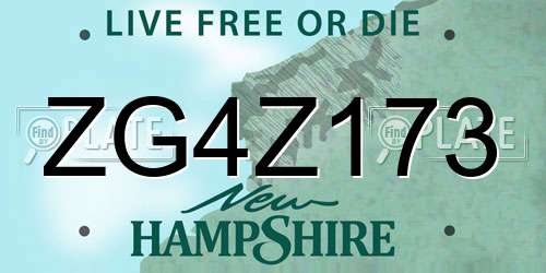 ZG4Z173 New Hampshire License Plate