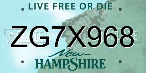 ZG7X968 New Hampshire License Plate