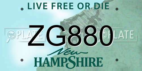 ZG880 New Hampshire License Plate