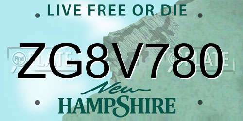 ZG8V780 New Hampshire License Plate