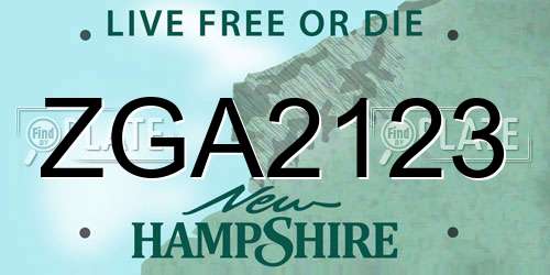 ZGA2123 New Hampshire License Plate