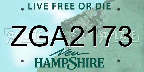 ZGA2173 New Hampshire License Plate