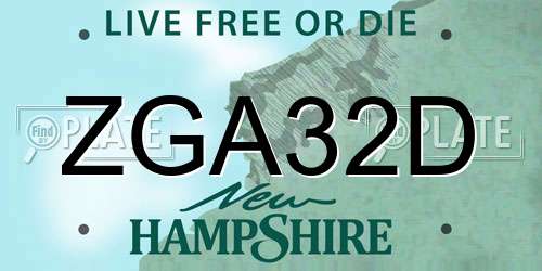 ZGA32D New Hampshire License Plate