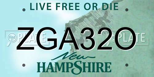 ZGA32O New Hampshire License Plate