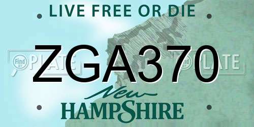 ZGA370 New Hampshire License Plate