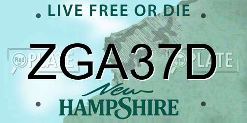 ZGA37D New Hampshire License Plate