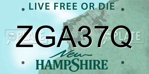 ZGA37Q New Hampshire License Plate