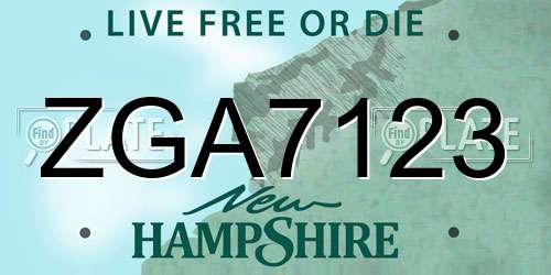 ZGA7123 New Hampshire License Plate