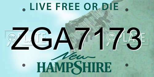 ZGA7173 New Hampshire License Plate